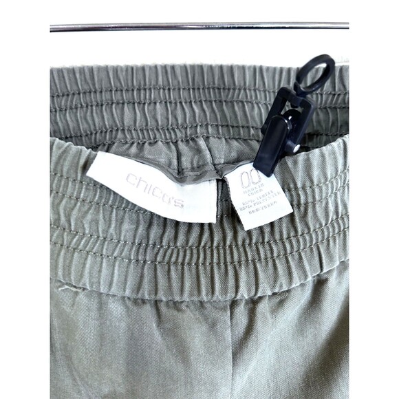 Chico’s Olive Green Elastic Waist Cuffed Hem Lightweight Pants Women’s Sz 00 - Picture 5 of 6